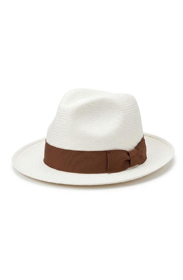 RONNEL Unisex Fedora White with Brown Band Hat