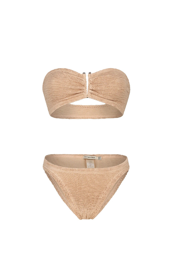 PARAMIDONNA Women Frida Beige Mat Bandeau Bikini