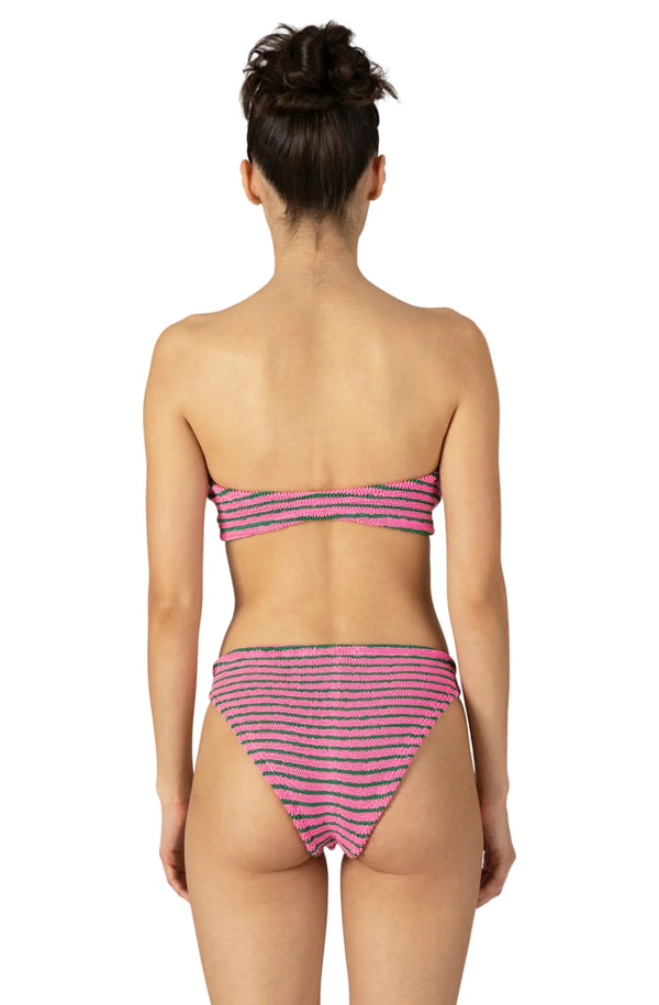 PARAMIDONNA Women Frida Gum Emerald Stripe Bandeau Bikini