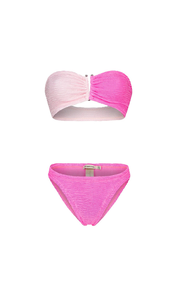 PARAMIDONNA Women Frida Pink Cake Flamingo Bandeau Bikini