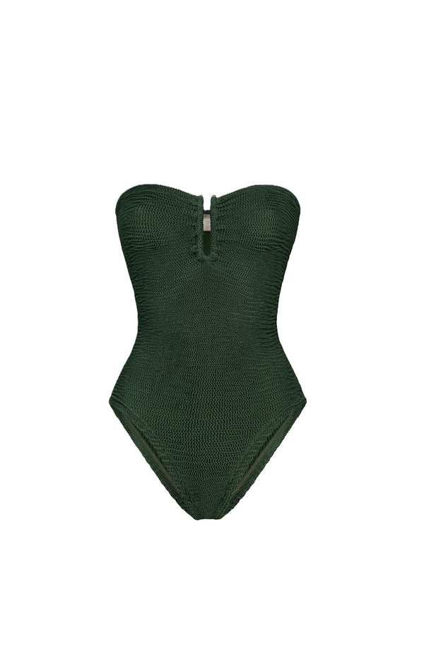 PARAMIDONNA Women Frida Forest Green Bandeau One-Piece Swimsuit