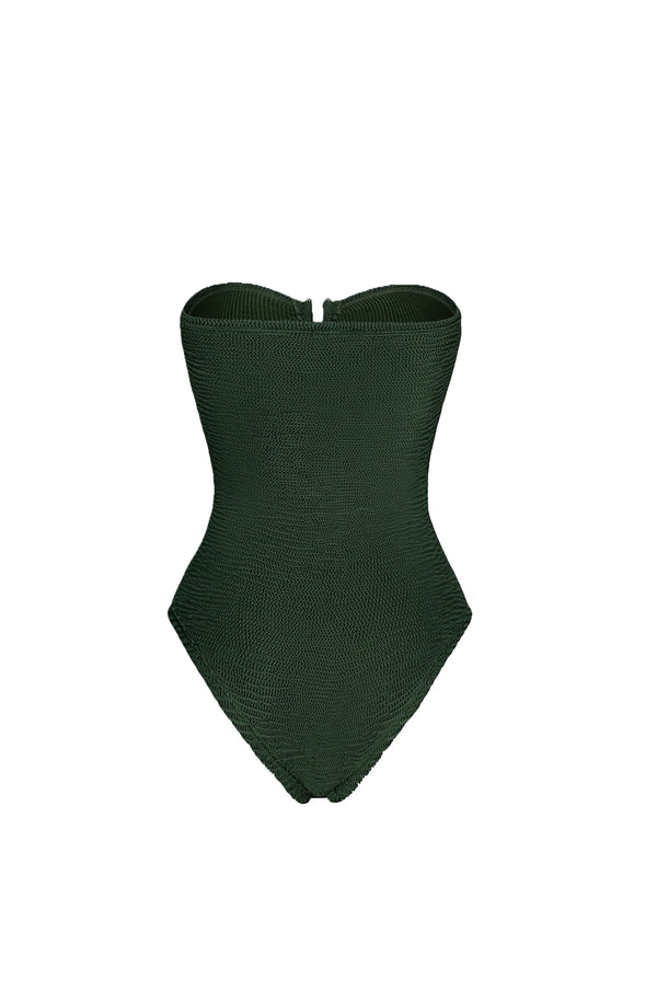 PARAMIDONNA Women Frida Forest Green Bandeau One-Piece Swimsuit