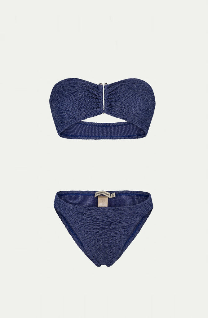 PARAMIDONNA Women Frida Navy Lurex Bandeau Bikini