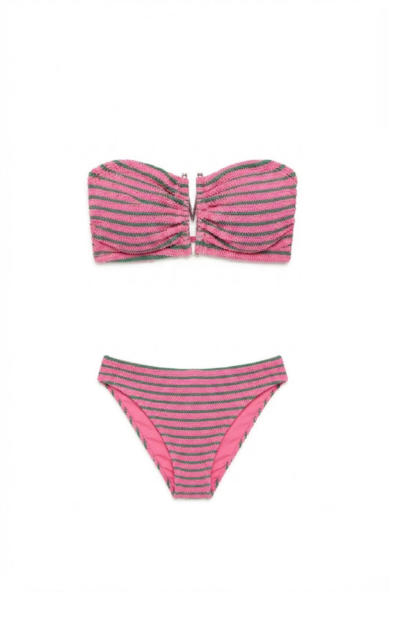 PARAMIDONNA Women Frida Gum Emerald Stripe Bandeau Bikini