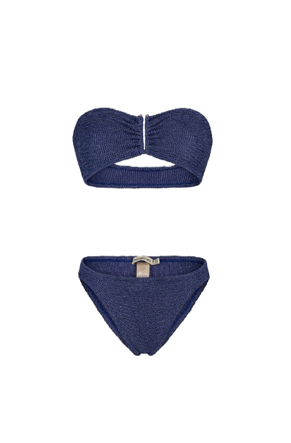 PARAMIDONNA Women Frida Navy Lurex Bandeau Bikini