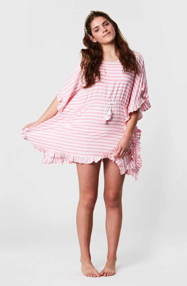 SNAPPERROCK Girls Pink Stripe Cover Up