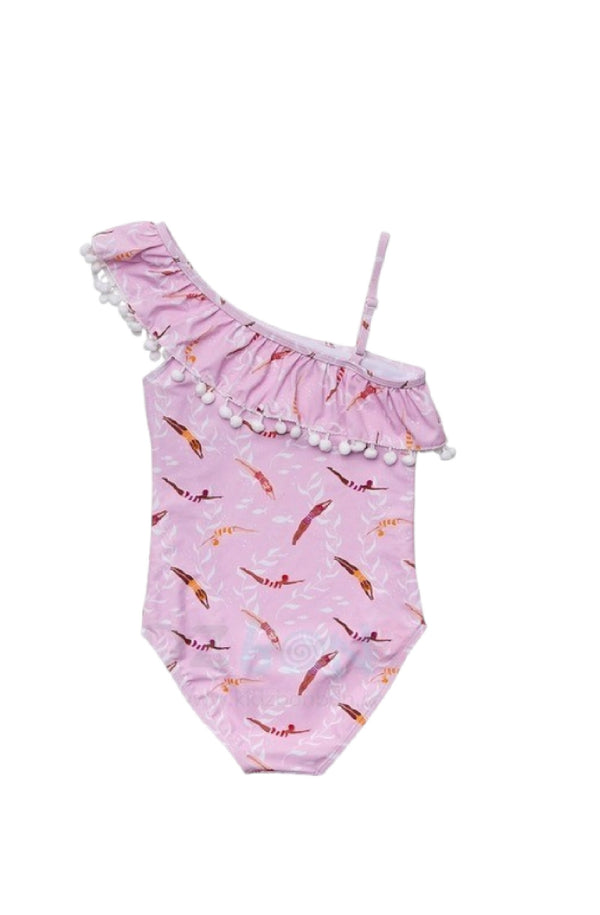 SNAPPERROCK Girls Diving Diva One-Shoulder Frill Swimsuit