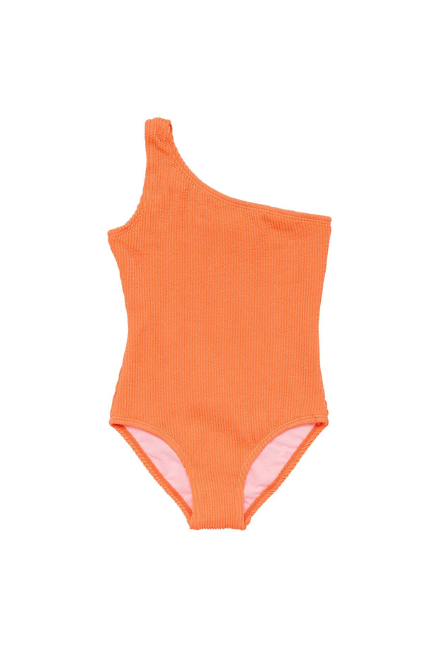 SNAPPERROCK Girls Tangerine One Shoulder Swimsuit