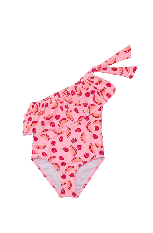 SNAPPERROCK Girls Berry Sweet One Shoulder One-Piece Swimsuit