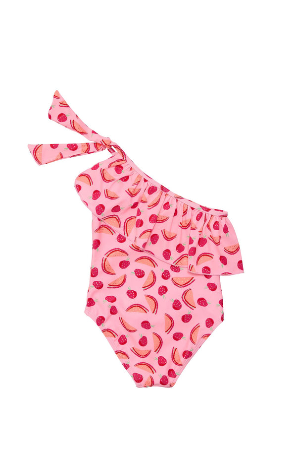 SNAPPERROCK Girls Berry Sweet One Shoulder One-Piece Swimsuit