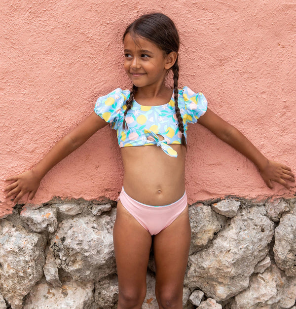 SNAPPERROCK Girls Lemon Drops Knot Bikini
