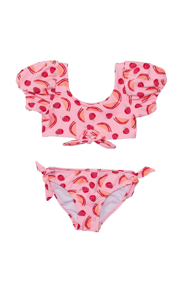 SNAPPERROCK Girls Berry Sweet Knot Front Bikini