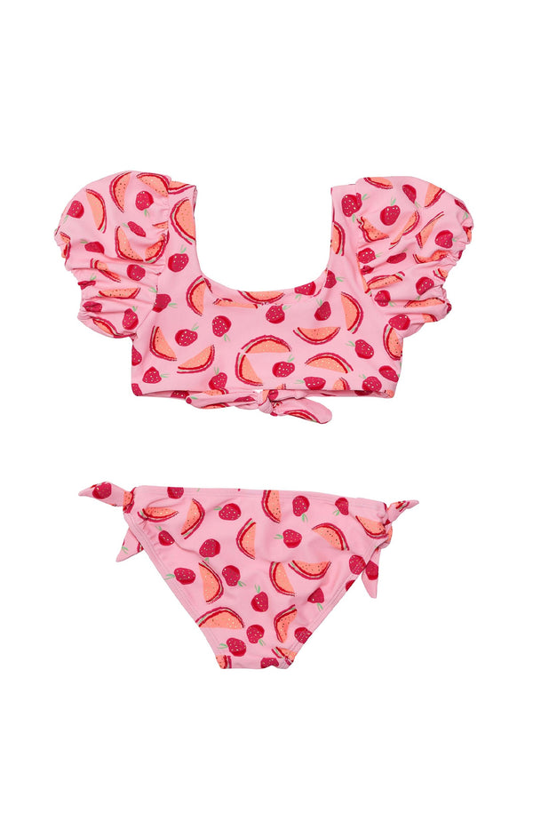 SNAPPERROCK Girls Berry Sweet Knot Front Bikini