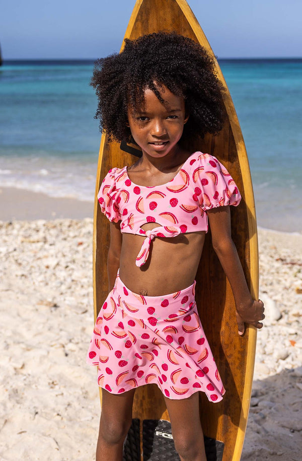 SNAPPERROCK Girls Berry Sweet Knot Front Bikini