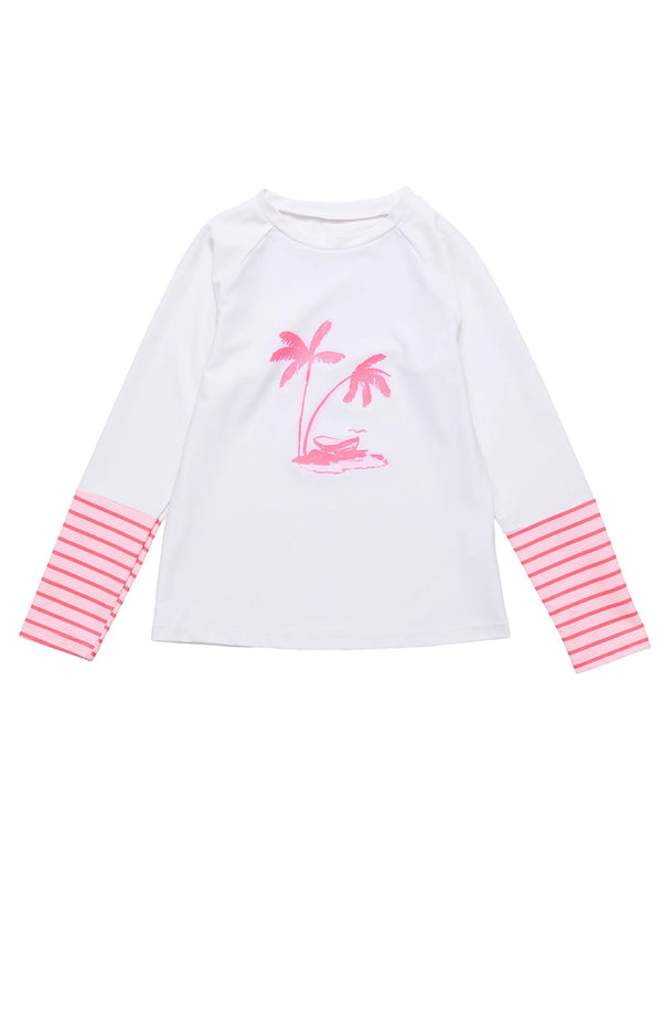 SNAPPERROCK Girls Palm Island Sustainable Long Sleeve Rashguard