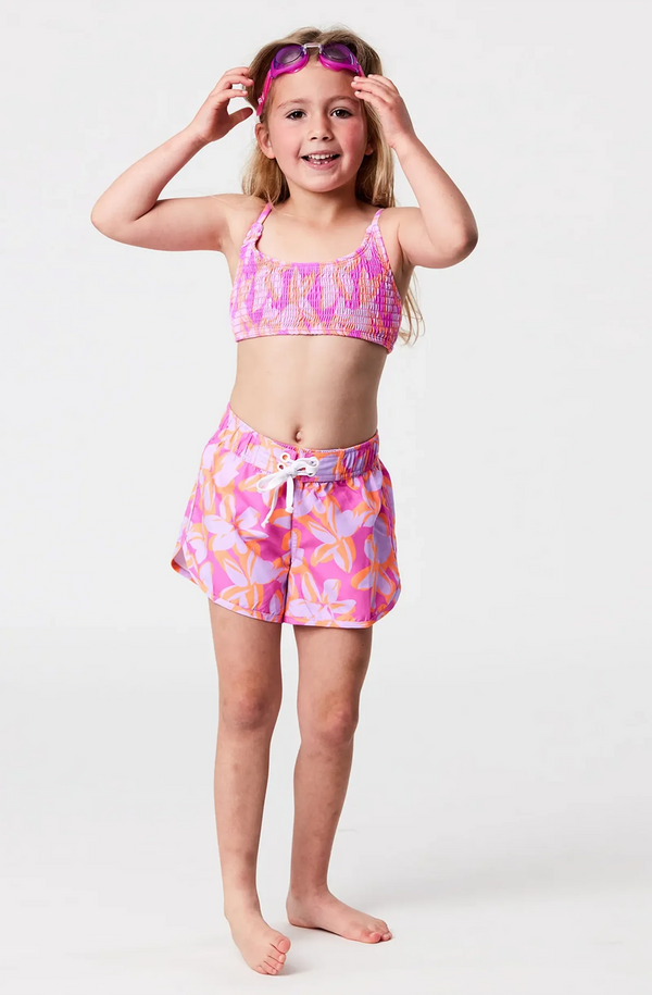 SNAPPERROCK Girls Hibiscus Hype Board Shorts