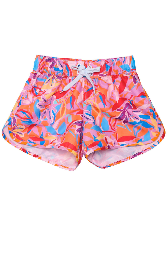 SNAPPERROCK Girls Blooming Sunset Sustainable Board Shorts