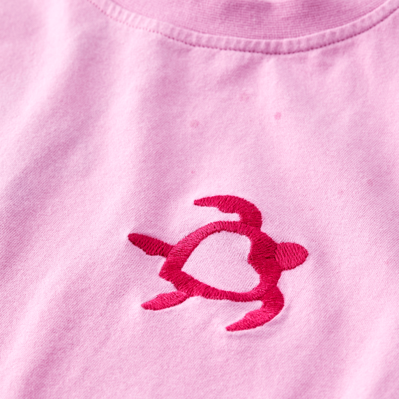 VILEBREQUIN Girls Organic Cotton T-Shirt Embroidered Turtle Heart Tahiti