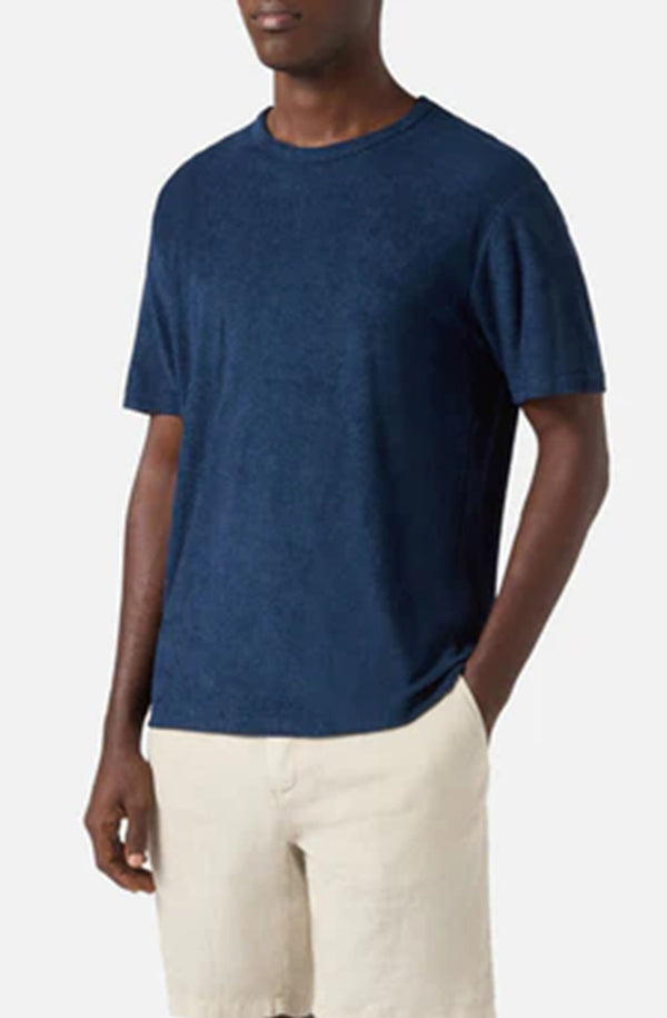 MC2 SAINT BARTH Men Cotton Terry Effect T-Shirt with Logo Embroidery