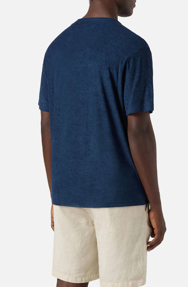 MC2 SAINT BARTH Men Cotton Terry Effect T-Shirt with Logo Embroidery