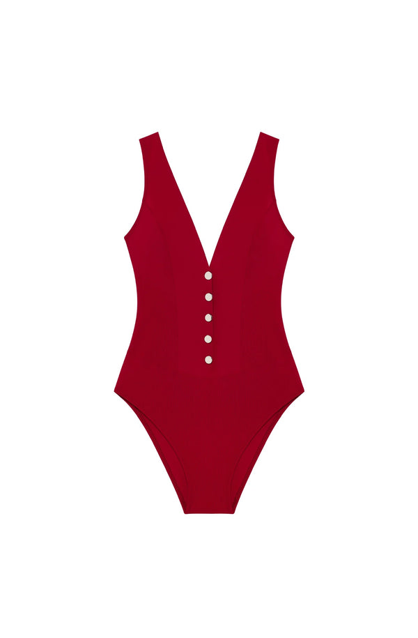PAIN de SUCRE Women Gillie Madder Red One-Piece Swimsuit