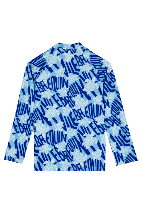 VILEBREQUIN Boys Zipper Long Sleeves Rashguard Ronde des Tortues Logo