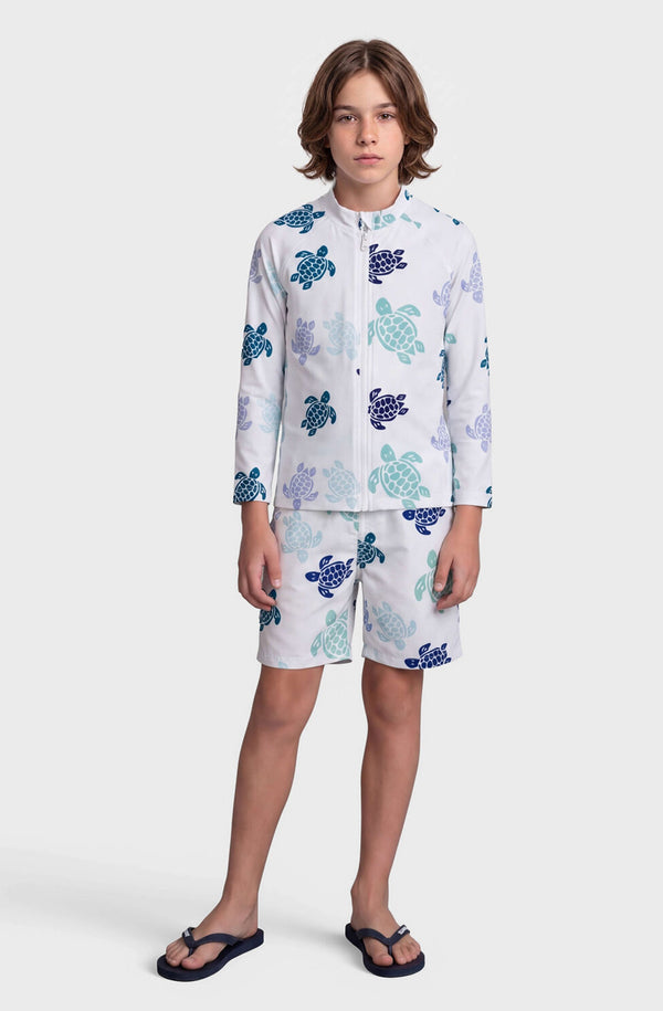 VILEBREQUIN Boys Zipped Long Sleeves Rashguard Tortues Multicolores