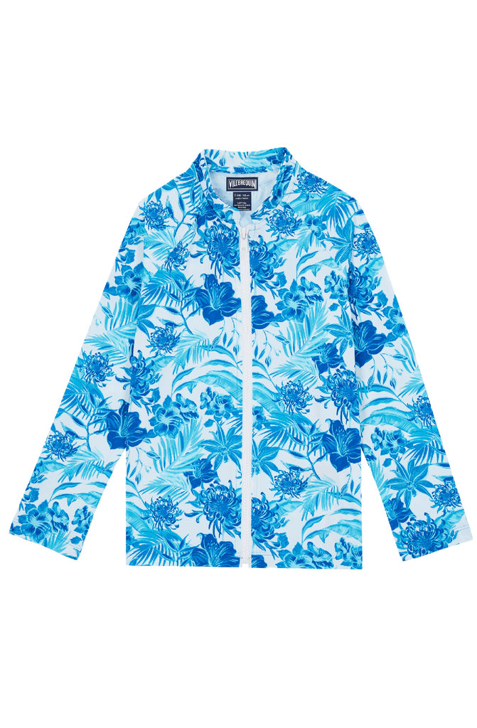 VILEBREQUIN Kids Zipper Long Sleeves Rashguard Tahiti Flowers