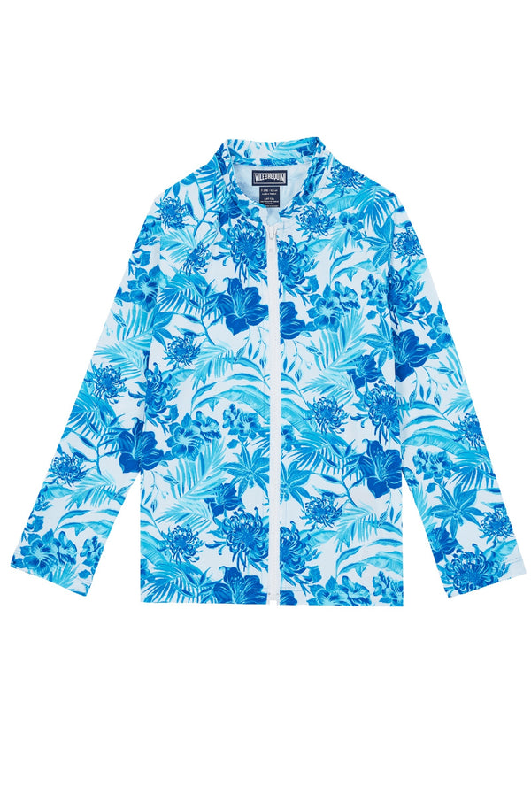 VILEBREQUIN Kids Zipper Long Sleeves Rashguard Tahiti Flowers