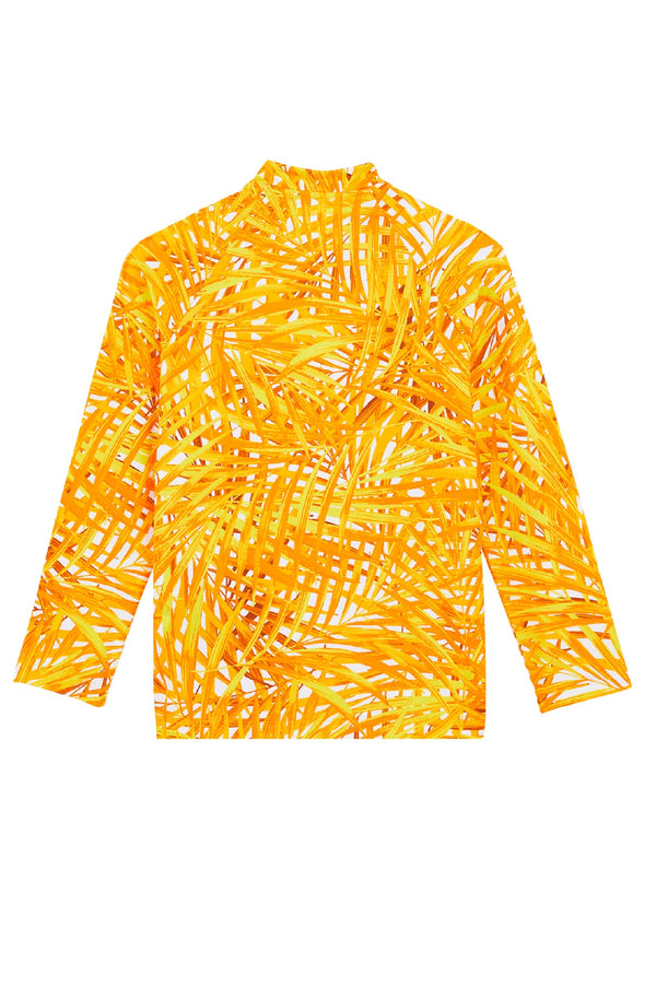 VILEBREQUIN Kids Zipper Long Sleeves Rashguard Palm Leaves