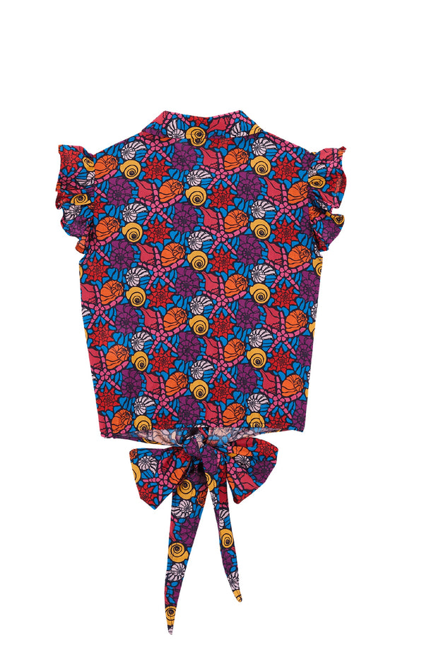VILEBREQUIN Girls Cotton Shirt Noumea Sea Shells