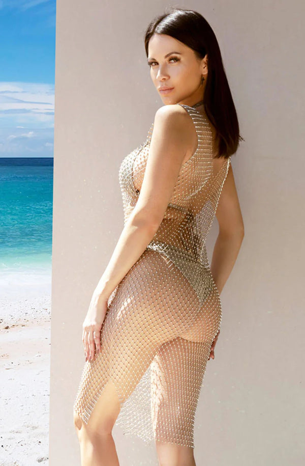DOLCESSA Gold Crystal Mesh Cover-Up