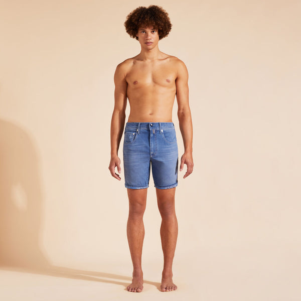 VILEBREQUIN Men 5-Pockets Denim Bermuda Shorts Tropical Turtles