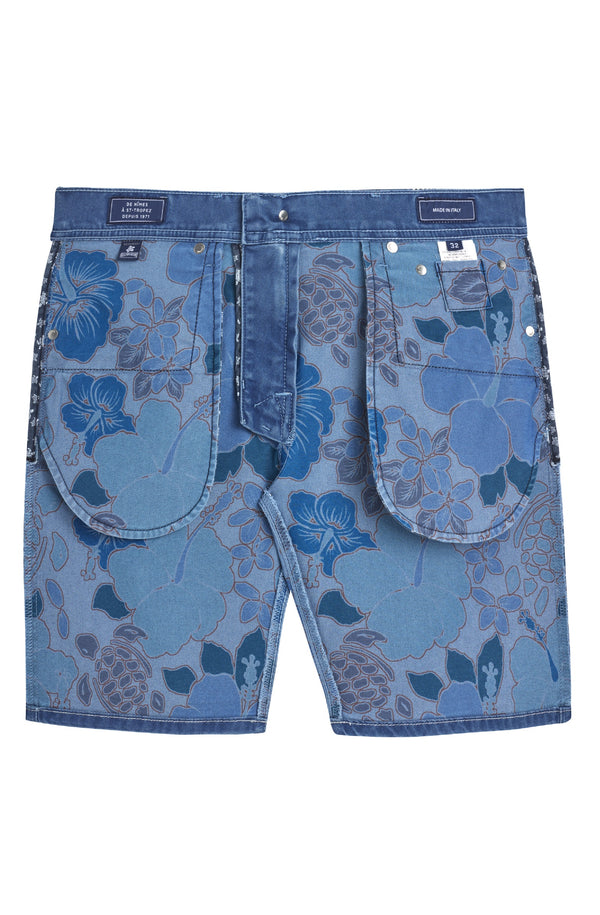 VILEBREQUIN Men 5-Pockets Denim Bermuda Shorts Tropical Turtles