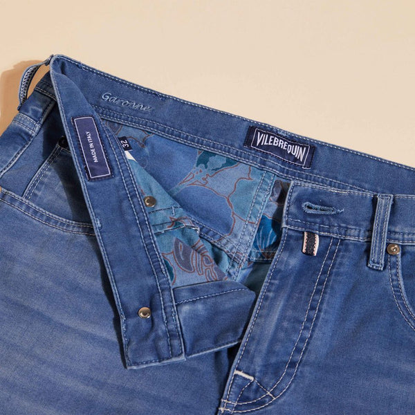 VILEBREQUIN Men 5-Pockets Denim Bermuda Shorts Tropical Turtles