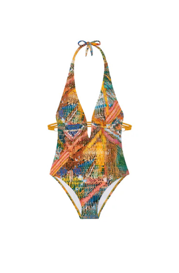 PAIN de SUCRE Women Guilia Masai Print Deep V-neck Swimsuit