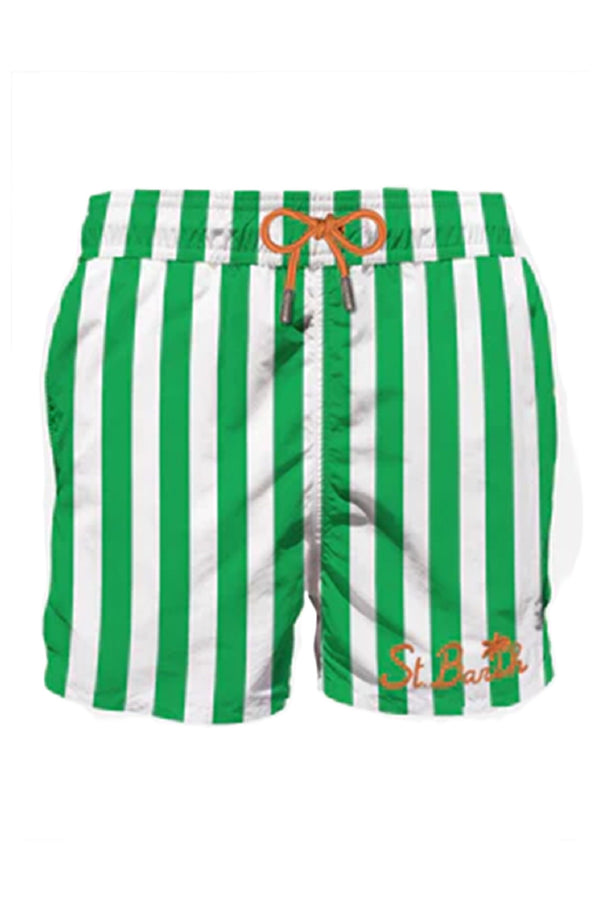 MC2 SAINT BARTH Men Swim Shorts Mid-Length Gustavia Green Striped