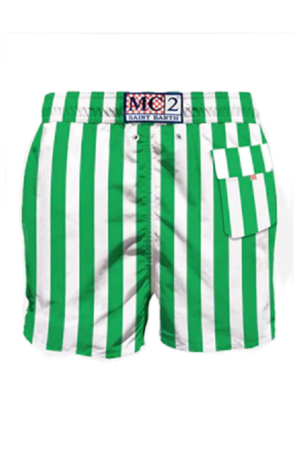 MC2 SAINT BARTH Men Swim Shorts Mid-Length Gustavia Green Striped