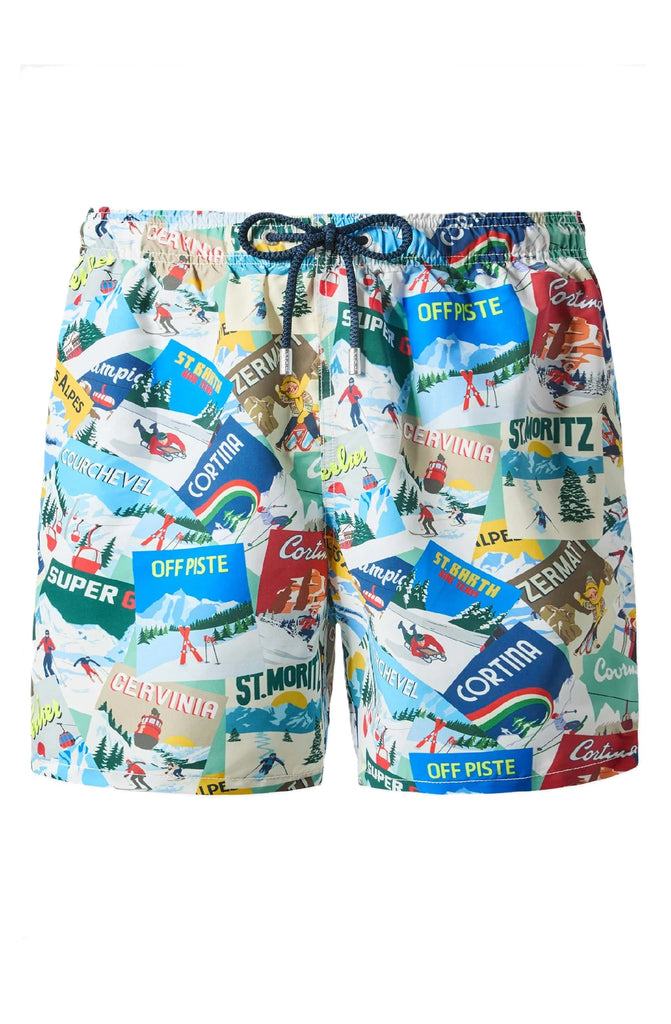MC2 SAINT BARTH Men Mid-Length Swim Shorts Postcards Print
