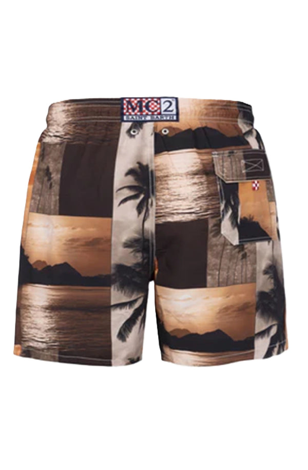MC2 SAINT BARTH Men Swim Shorts Mid-Length Gustavia AI Photo Sunset