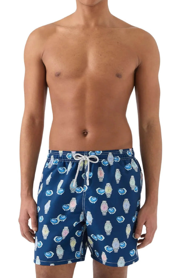 MC2 SAINT BARTH Men Swim Shorts Mid-Length Gustavia Pearl Watch