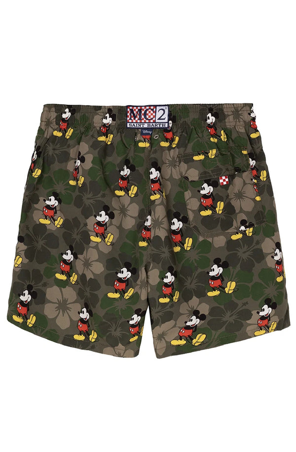 MC2 SAINT BARTH Men Swim Shorts Mid-Length Gustavia Mickey Hibiscus