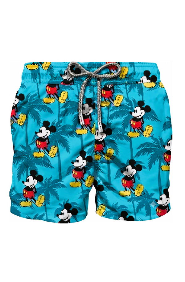 MC2 SAINT BARTH Men Swim Shorts Mid-Length Gustavia Mickey Palm Tree