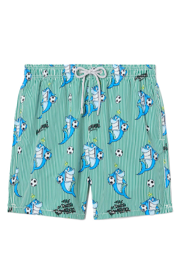 MC2 SAINT BARTH Men Swim Shorts Mid-Length Gustavia Captain Shark Bomber Striped