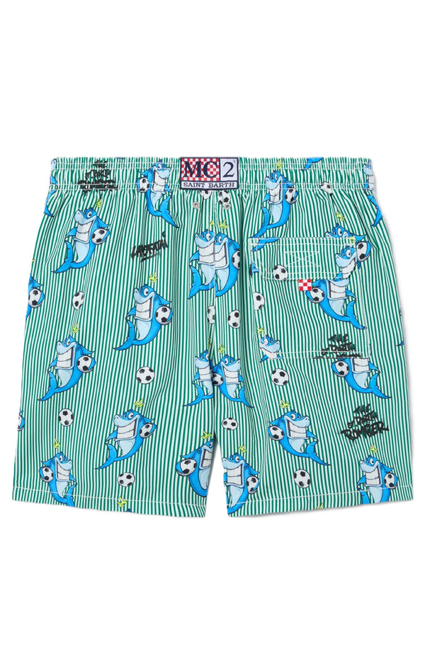 MC2 SAINT BARTH Men Swim Shorts Mid-Length Gustavia Captain Shark Bomber Striped