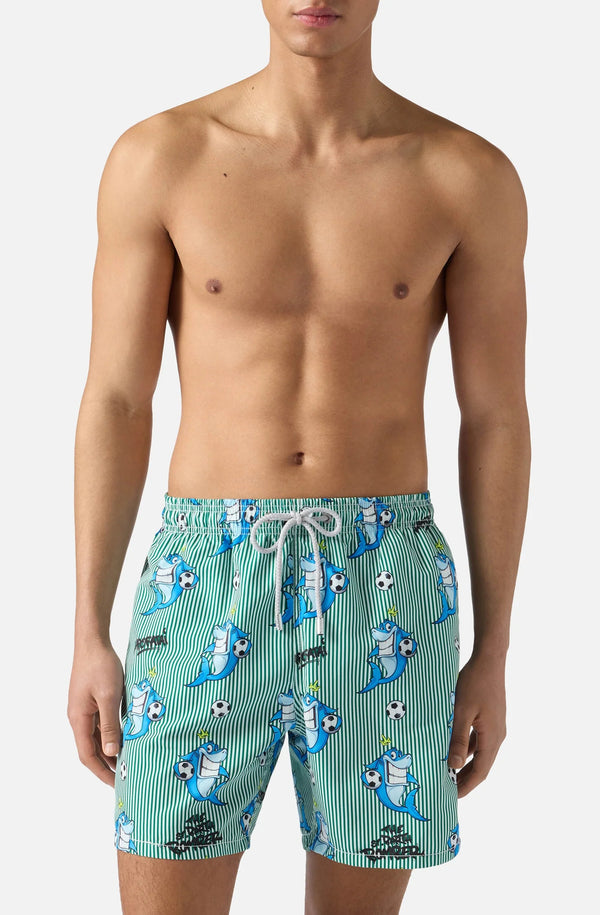 MC2 SAINT BARTH Men Swim Shorts Mid-Length Gustavia Captain Shark Bomber Striped