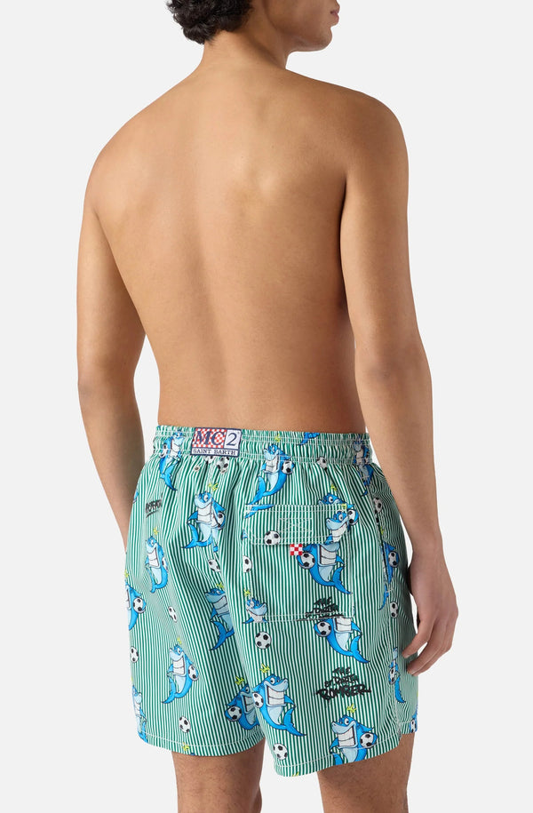 MC2 SAINT BARTH Men Swim Shorts Mid-Length Gustavia Captain Shark Bomber Striped