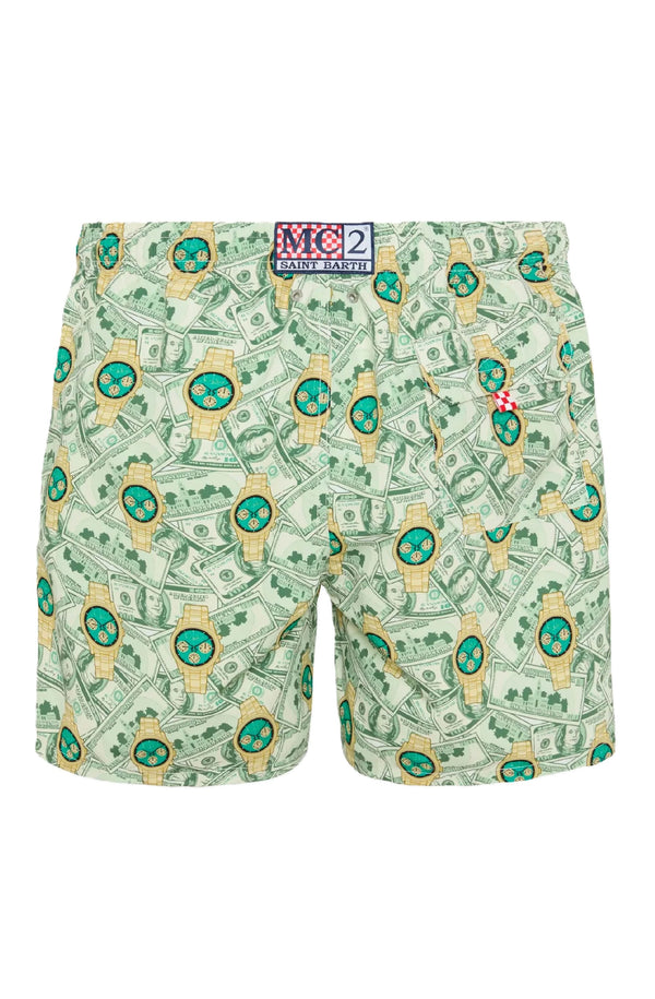 MC2 SAINT BARTH Men Swim Shorts Mid-Length Gustavia Luxury Watch Mono