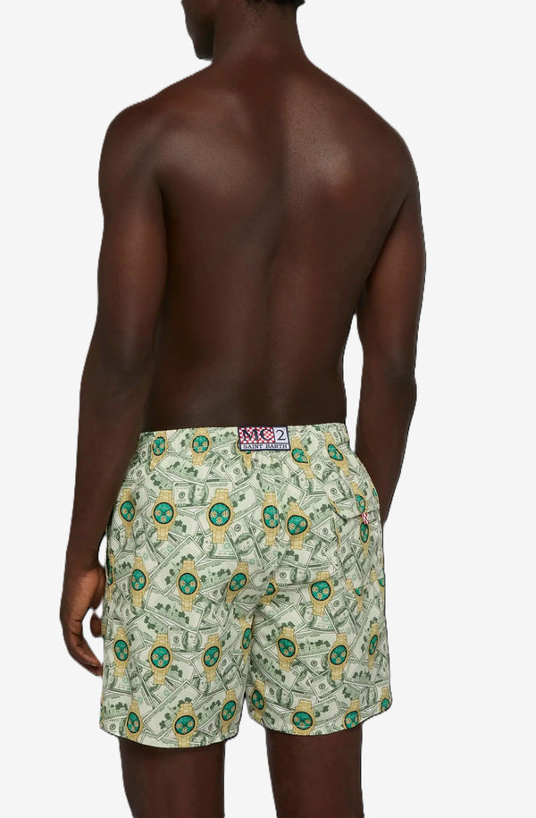 MC2 SAINT BARTH Men Swim Shorts Mid-Length Gustavia Luxury Watch Mono