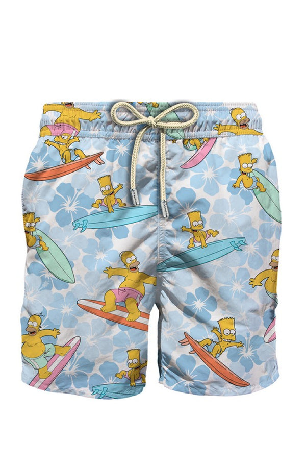 MC2 SAINT BARTH Men Long Swim Shorts Stretch Gustavia Simpson Pastel Surf